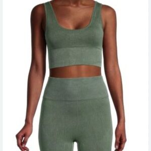 Kenzie Olive Green Ribbed Top and Legging Set NWOT Medium MSRP $165